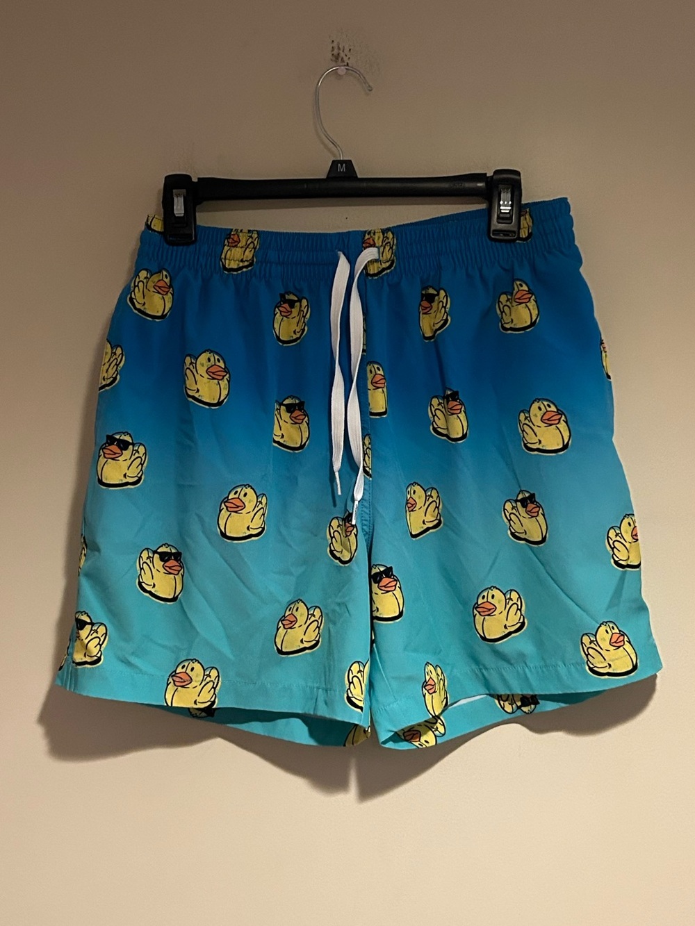 Chubbies Blue Ombre Rubber Duck Print Trunks Sz Lg